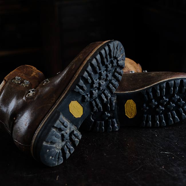 Leather hiking boots