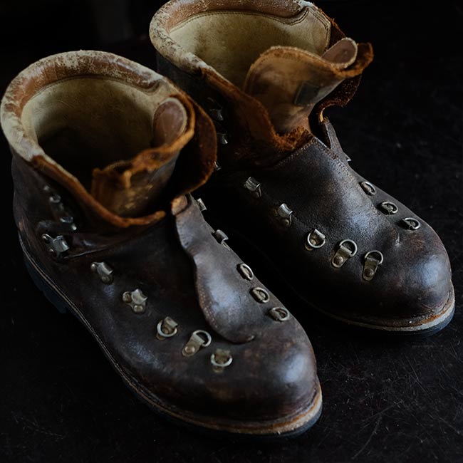 Leather hiking boots