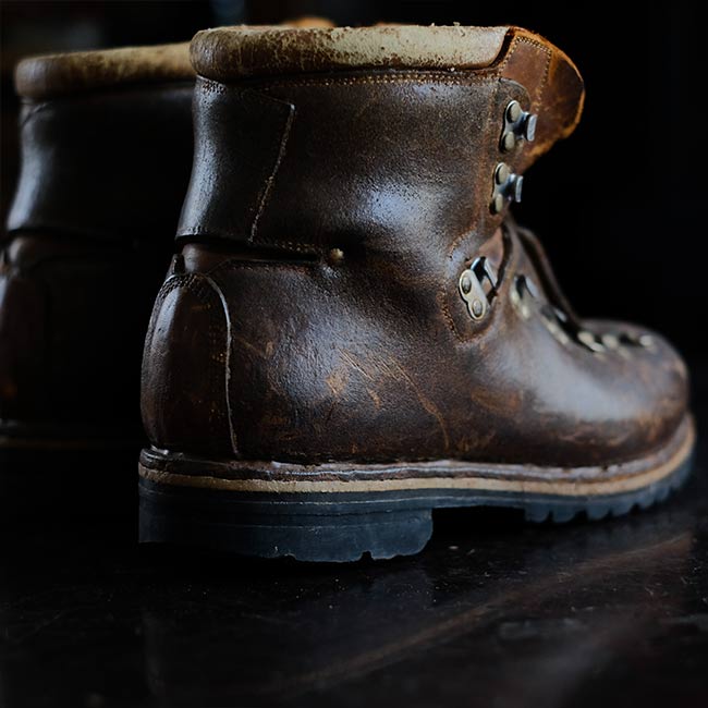 Leather hiking boots
