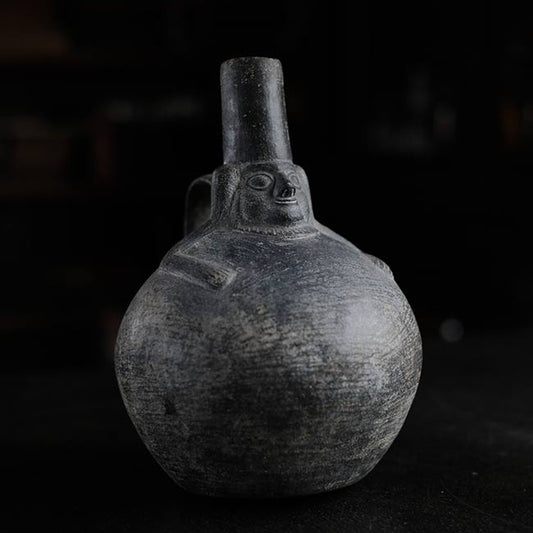 南米土器 黒色単頸壺