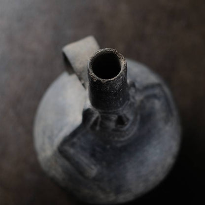 南米土器 黒色単頸壺