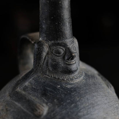 南米土器 黒色単頸壺