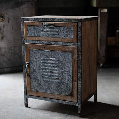Wood and tin storage shelves
