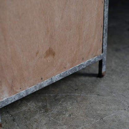 Wood and tin storage shelves