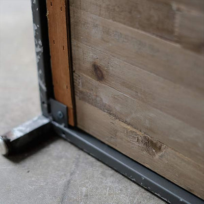 Wood and tin storage shelves