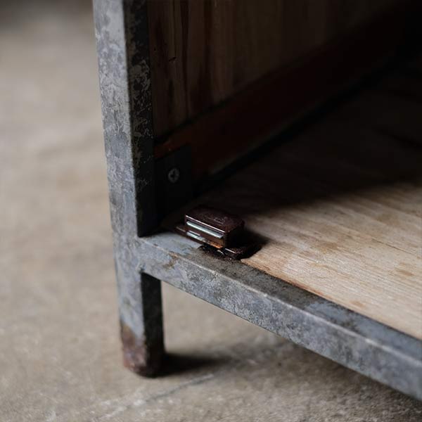 Wood and tin storage shelves