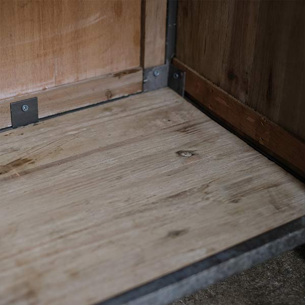 Wood and tin storage shelves