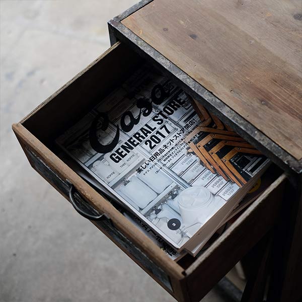 Wood and tin storage shelves