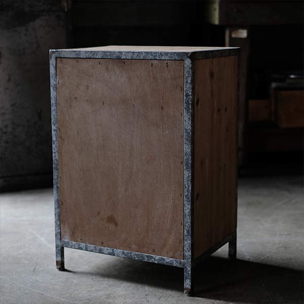 Wood and tin storage shelves