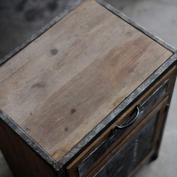 Wood and tin storage shelves