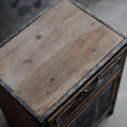 Wood and tin storage shelves