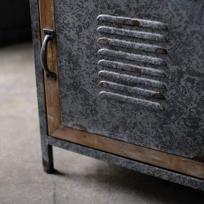 Wood and tin storage shelves