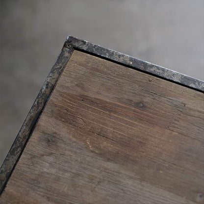 Wood and tin storage shelves