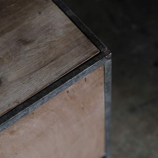 Wood and tin storage shelves
