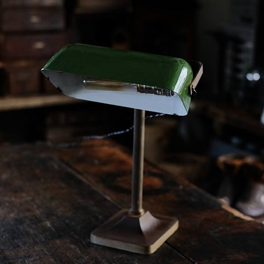 Enamel shade desk lamp