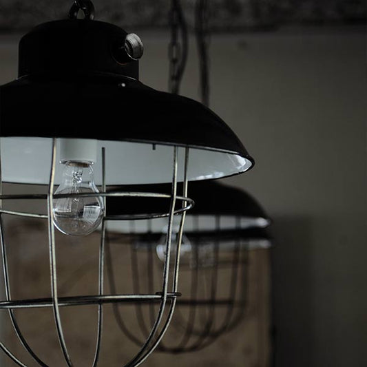 Enamel Factory Cage Light