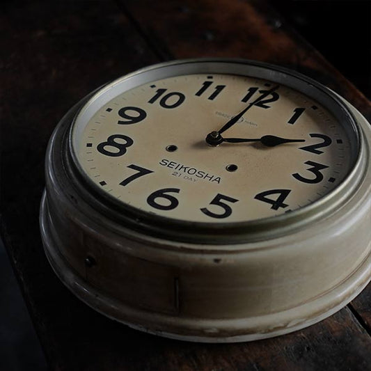 Early Showa era SEIKOSHA wall clock with battery-operated quartz movement replaced