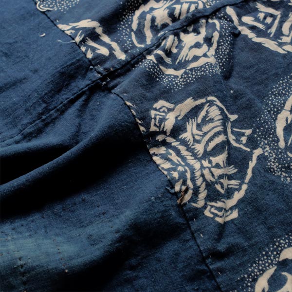 レディース木綿 藍染 型染め 布団の布 古布 6幅 サイズ185×90ｃｍ - 浴衣