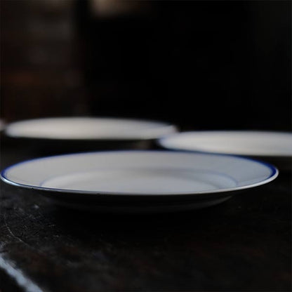 山庄製陶所 IRONSTONE ブルーラインの皿 φ23cm